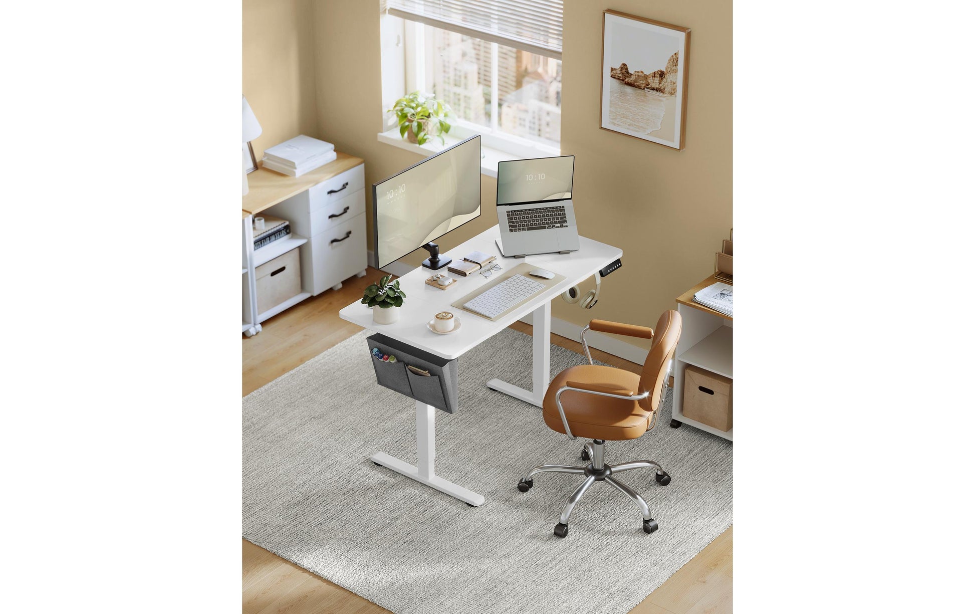 Songmics Schreibtisch – 120 × 60 cm, weiss, Stahl