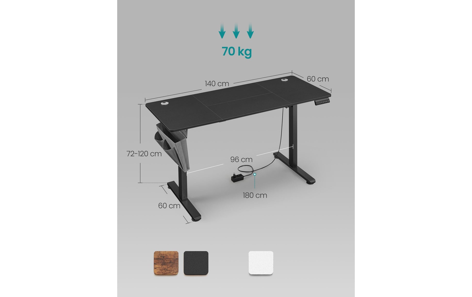 Songmics LSD134B01 Steh-/Sitz-Tisch – 140 × 60 cm, elektrisch höhenverstellbar, Spanplatte