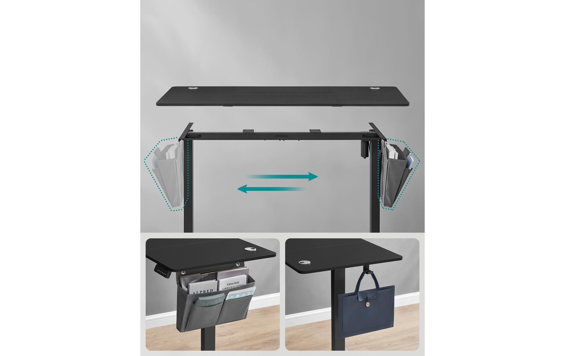 Songmics LSD134B01 Steh-/Sitz-Tisch – 140 × 60 cm, elektrisch höhenverstellbar, Spanplatte