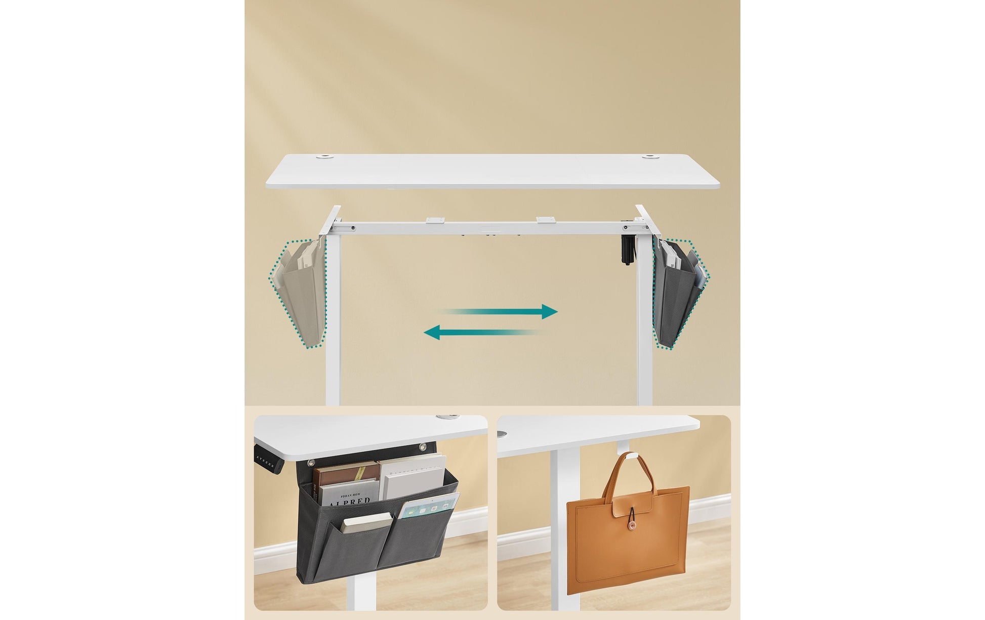 Songmics Schreibtisch – 140 × 60 cm, weiss, Spanplatte