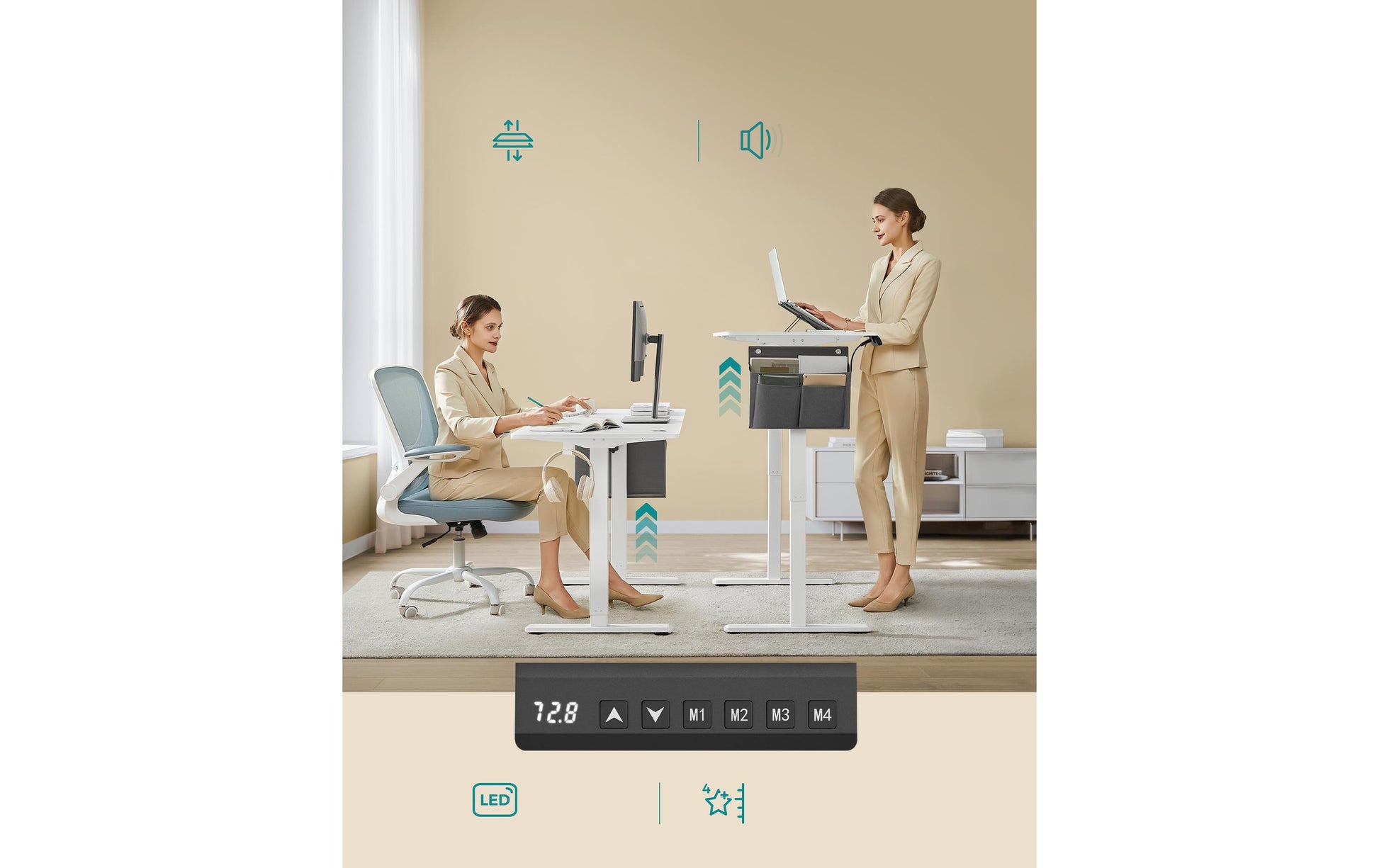 Songmics Schreibtisch – 140 × 60 cm, weiss, Spanplatte