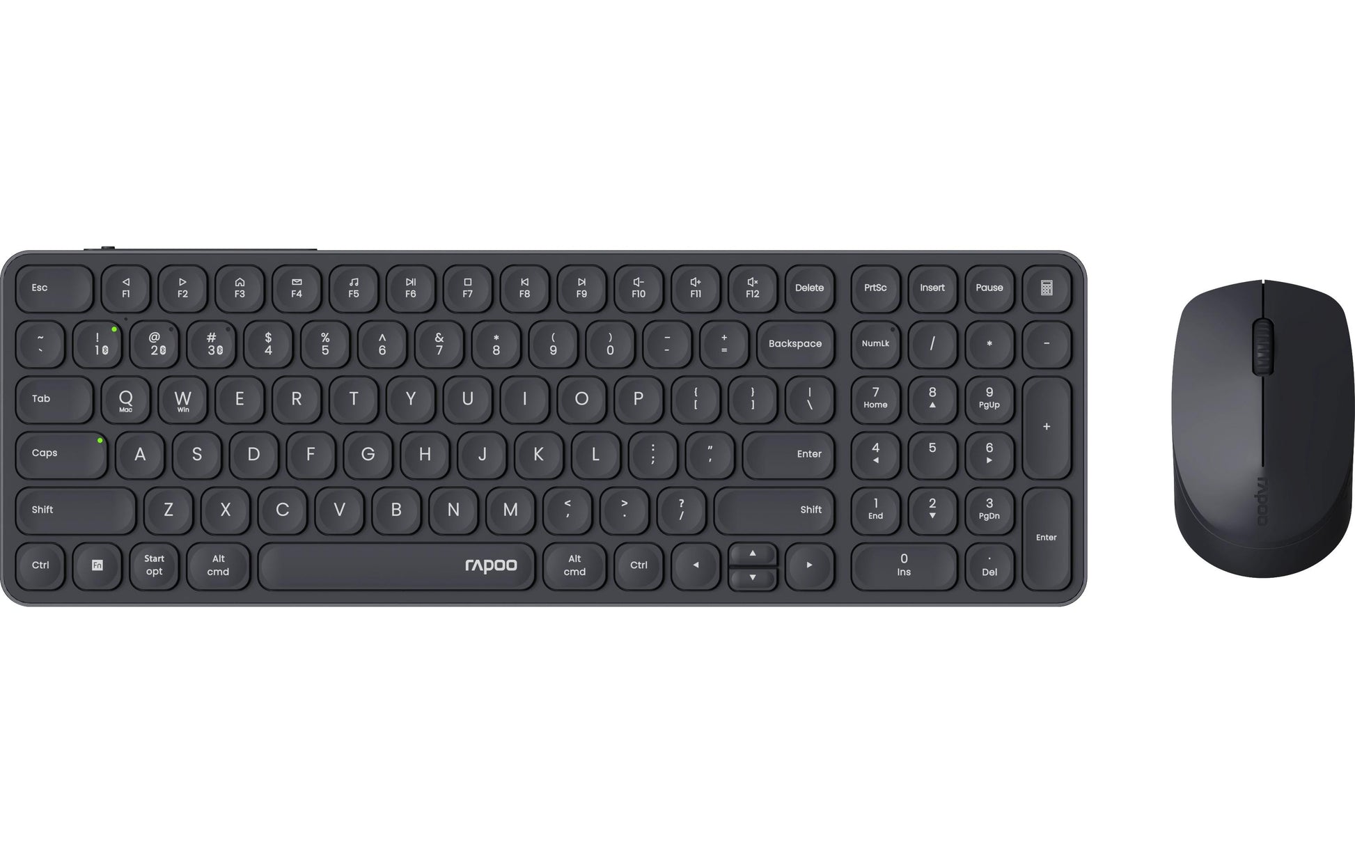 Rapoo 9710M – Tastatur, kabellos (Bluetooth/2,4 GHz), CH-Layout (DE-CH), Fullsize (mit Ziffernblock), grau – f