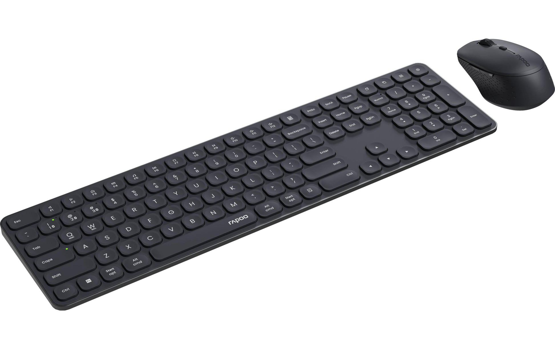 Rapoo 9710M – Tastatur, kabellos (Bluetooth/2,4 GHz), CH-Layout (DE-CH), Fullsize (mit Ziffernblock), grau – f