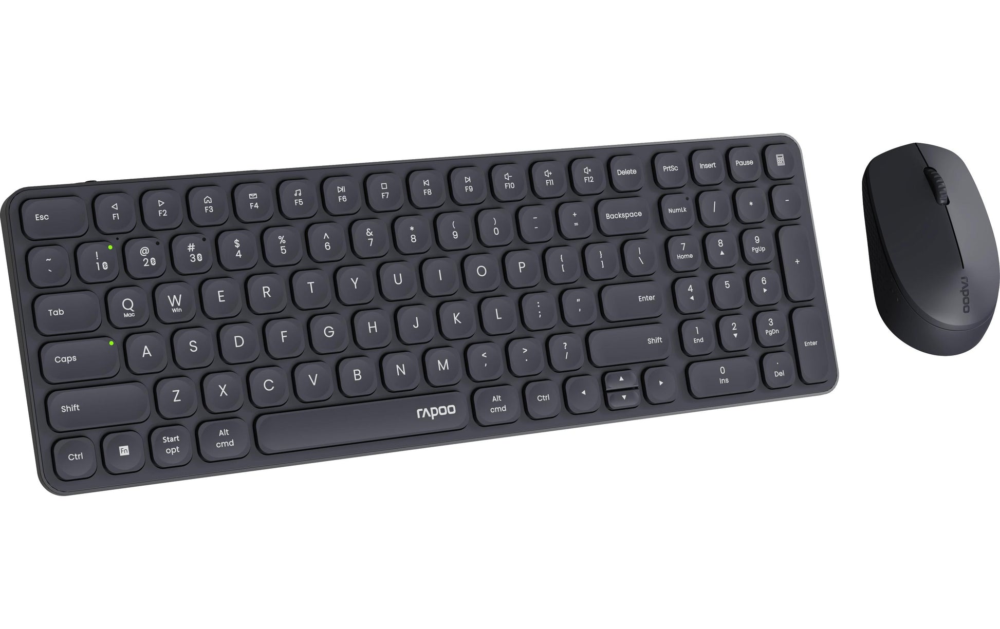 Rapoo 9710M – Tastatur, kabellos (Bluetooth/2,4 GHz), CH-Layout (DE-CH), Fullsize (mit Ziffernblock), grau – f