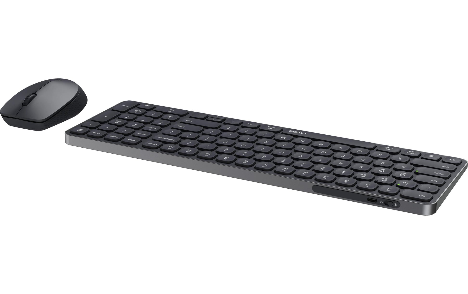 Rapoo 9710M – Tastatur, kabellos (Bluetooth/2,4 GHz), CH-Layout (DE-CH), Fullsize (mit Ziffernblock), grau – f