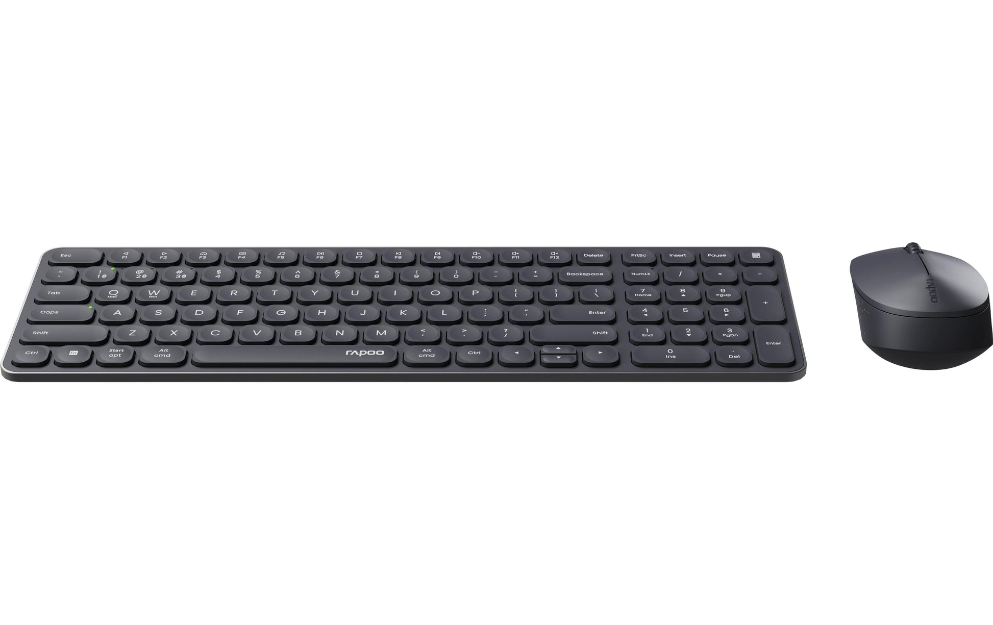 Rapoo 9710M – Tastatur, kabellos (Bluetooth/2,4 GHz), CH-Layout (DE-CH), Fullsize (mit Ziffernblock), grau – f