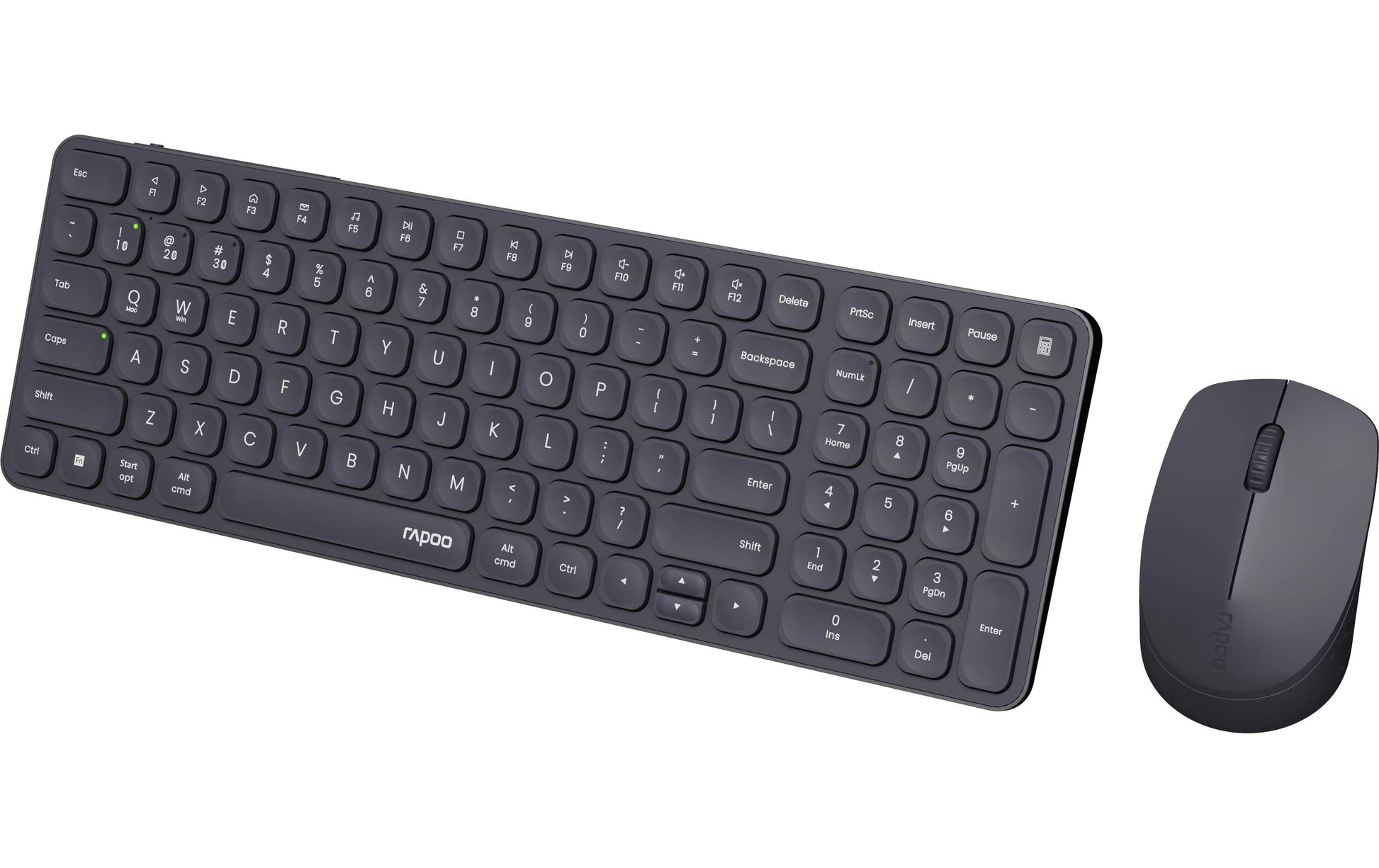 Rapoo 9710M – Tastatur, kabellos (Bluetooth/2,4 GHz), CH-Layout (DE-CH), Fullsize (mit Ziffernblock), grau – f