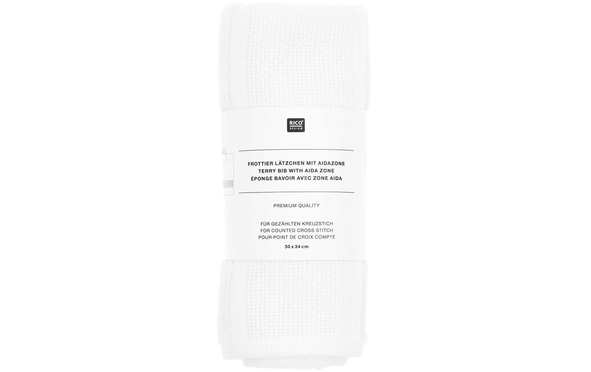 Rico Design Lätzchen – 30 × 34 cm, Weiss, 100% Baumwolle