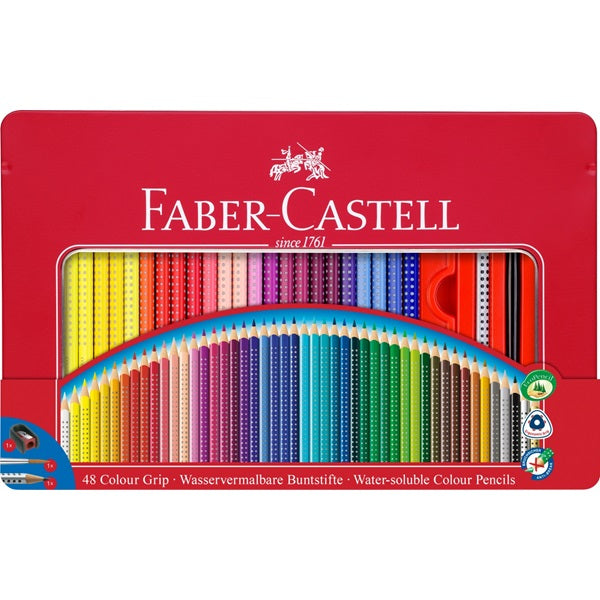 Faber-Castell Aquarellfarbstifte – im Metalletui, mit Pinsel, Bleistift und Spitzer, Ø 3 mm, dreikantig, FSC