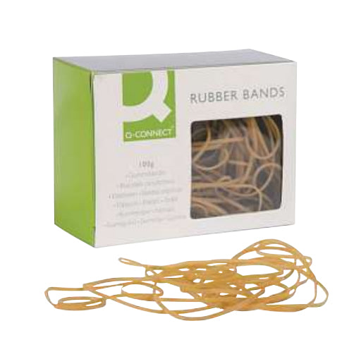 Q-Connect – Gummibänder – 6 × 140 mm, Ø 89 mm, braun, Naturkautschuk, 100 g
