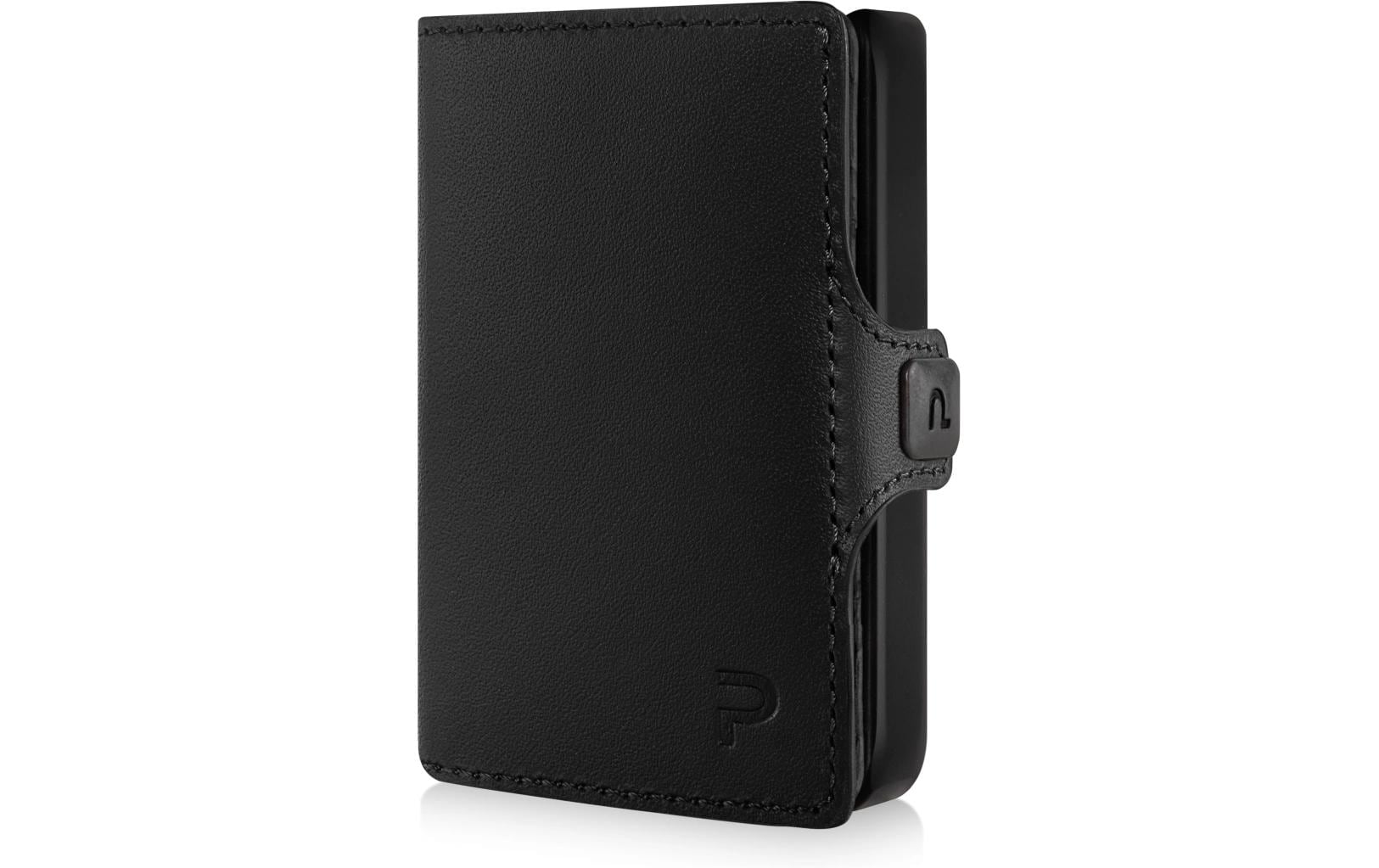 Puristo Kartenetui – RFID-Schutz, Klickverschluss – 62×89 mm – Schwarz Matt – Aluminium – KLIK MAGNET