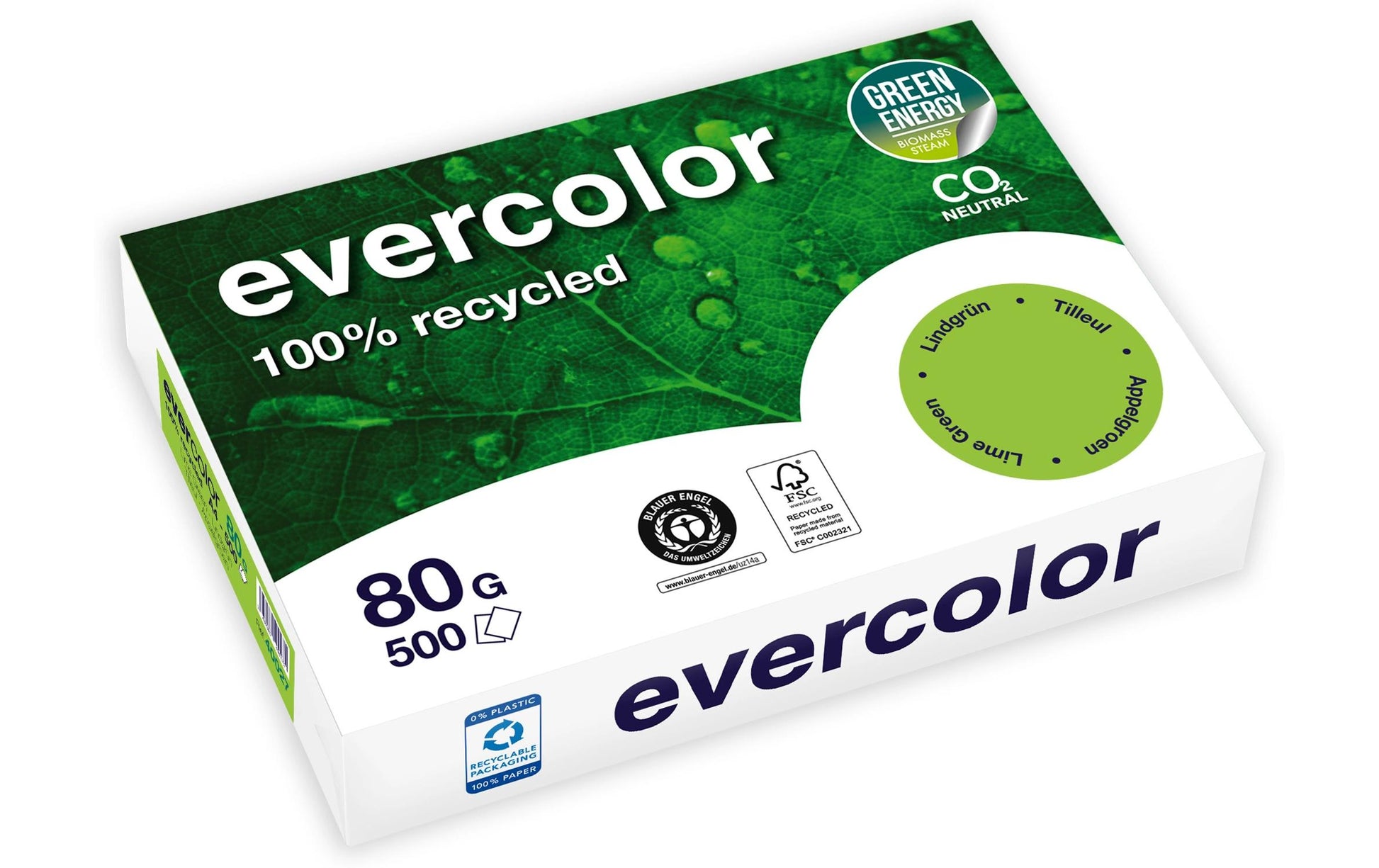 Clairefontaine Kopierpapier – A4, 80 g/m², lindgrün – für Inkjet/Laser/Kopierer – FSC – 500 Blatt