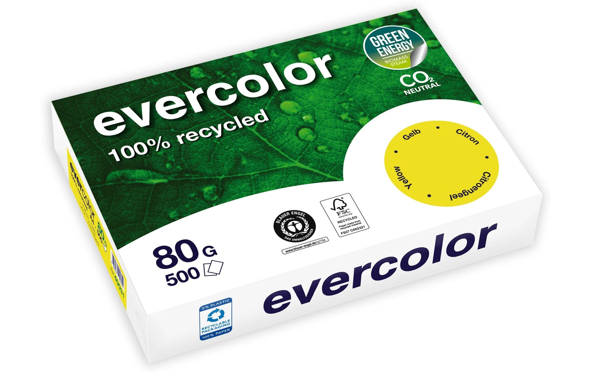 Clairefontaine Kopierpapier – A4, 80 g/m², Gelb – für Inkjet/Laser/Kopierer – FSC – 500 Blatt
