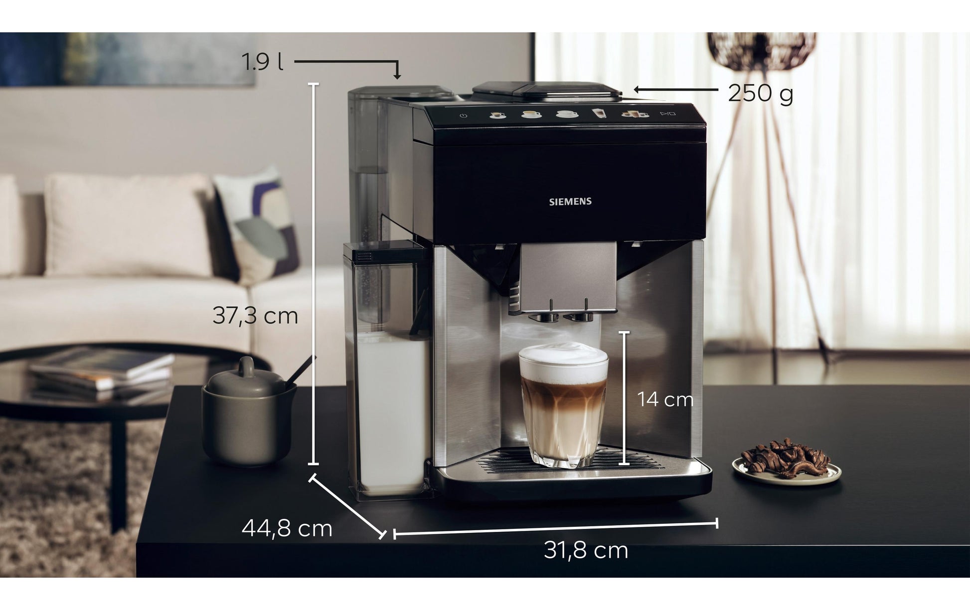 Siemens EQ500 TQ517D03 Kaffeevollautomat – 15 bar, 1,9 l, 270 g, Keramik-Mahlwerk, Schwarz