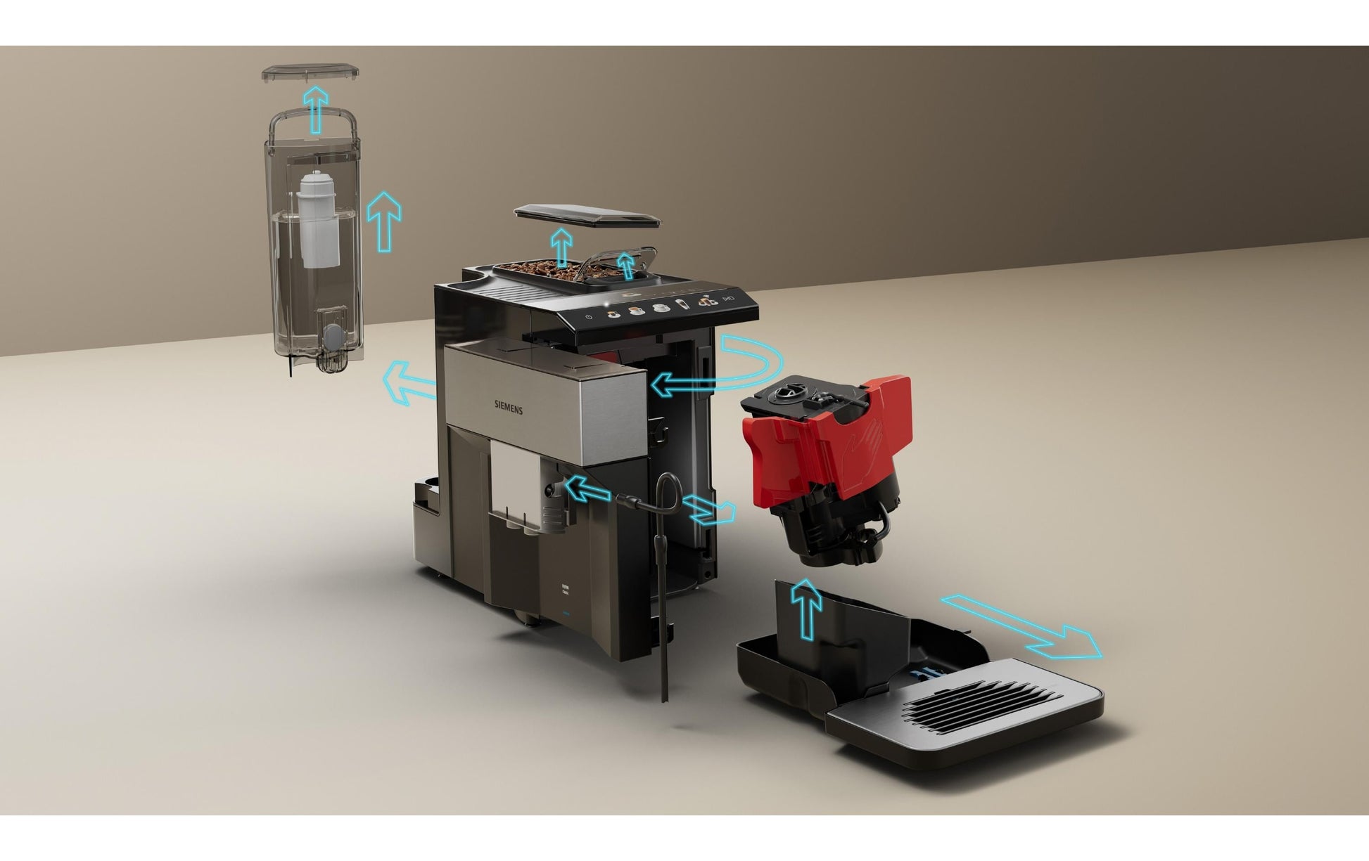 Siemens EQ500 TQ517D03 Kaffeevollautomat – 15 bar, 1,9 l, 270 g, Keramik-Mahlwerk, Schwarz