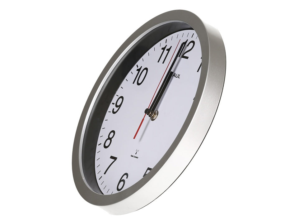 MAUL Wanduhr Run – Funk – Ø 25,2 cm, silber, Kunststoff
