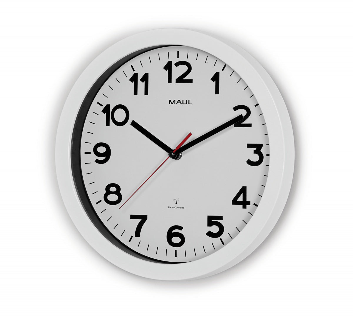 MAUL Step Funk Wanduhr – Ø 30 cm, weiss, Kunststoff