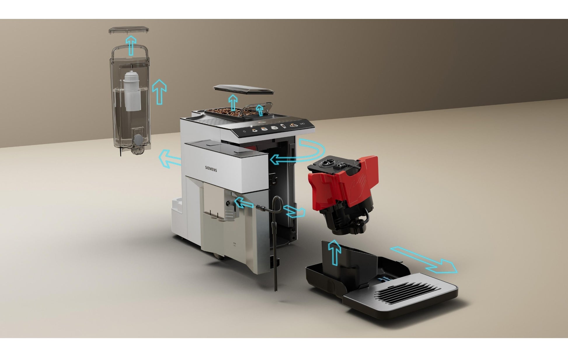 Siemens EQ500 TP515D02 Kaffeevollautomat – 15 bar, 1,9 l, 270 g, Weiss