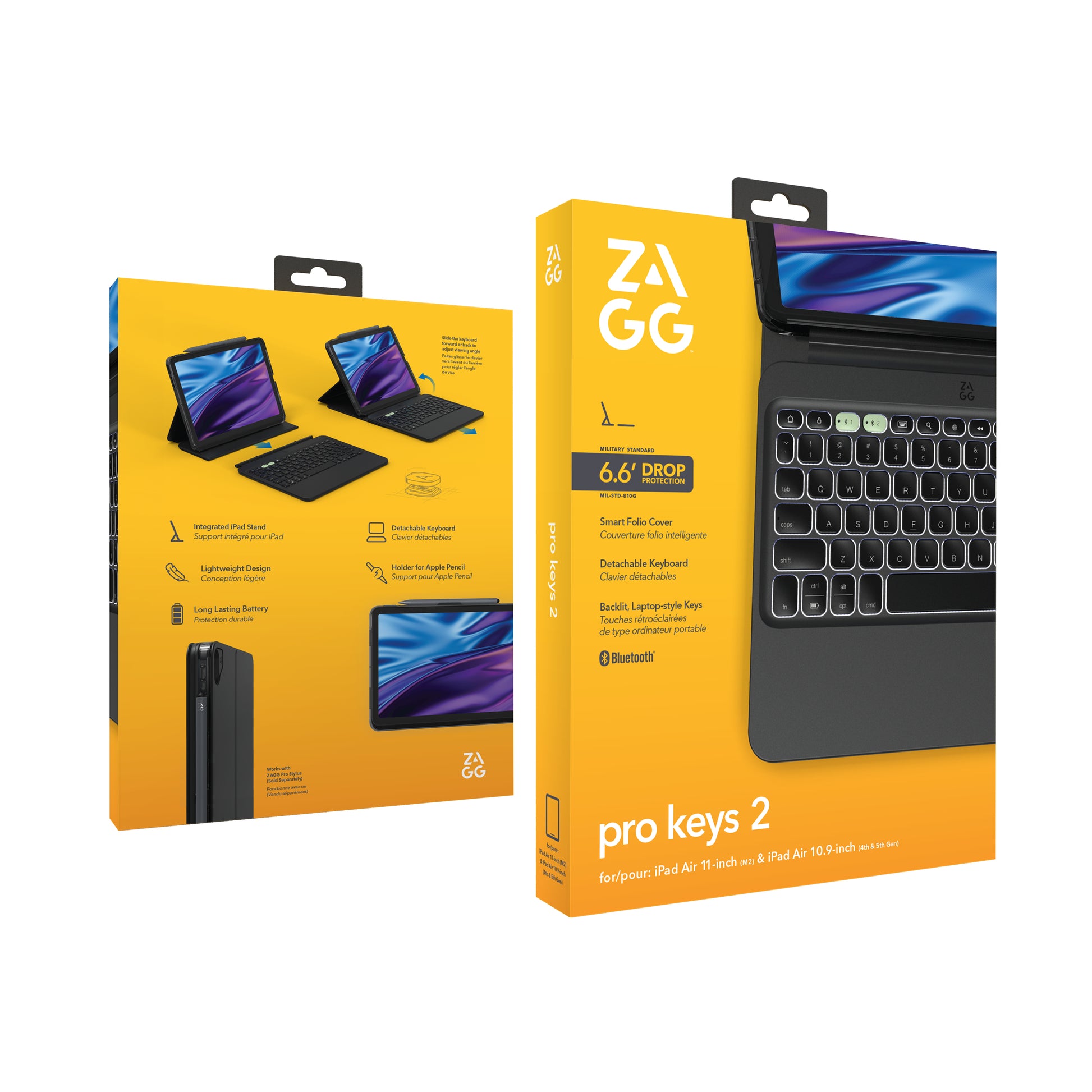 ZAGG ProKeys 2 – Tastatur, kabellos (Bluetooth), CH-Layout (DE-CH), RGB-Beleuchtung – für iPad Air 11 (10,9")