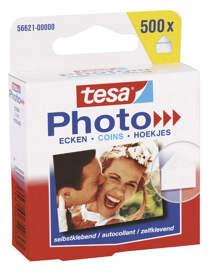 TESA Fotoecken – permanent, transparent, lösemittelfrei, 250 Stk., für Fotos, Papier