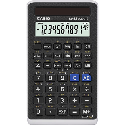Casio Wissenschaftlicher Taschenrechner FX-82SOLAR II – 10+2-stellig – Solar – Schwarz