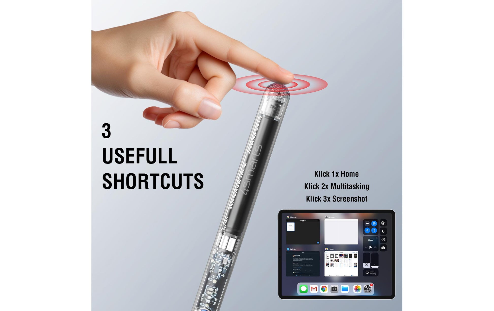 4smarts Eingabestift für Apple iPad Pro 11"/12,9" (1.–6. Gen.), Air 4.–5., mini 6. Gen. – Magnetisch