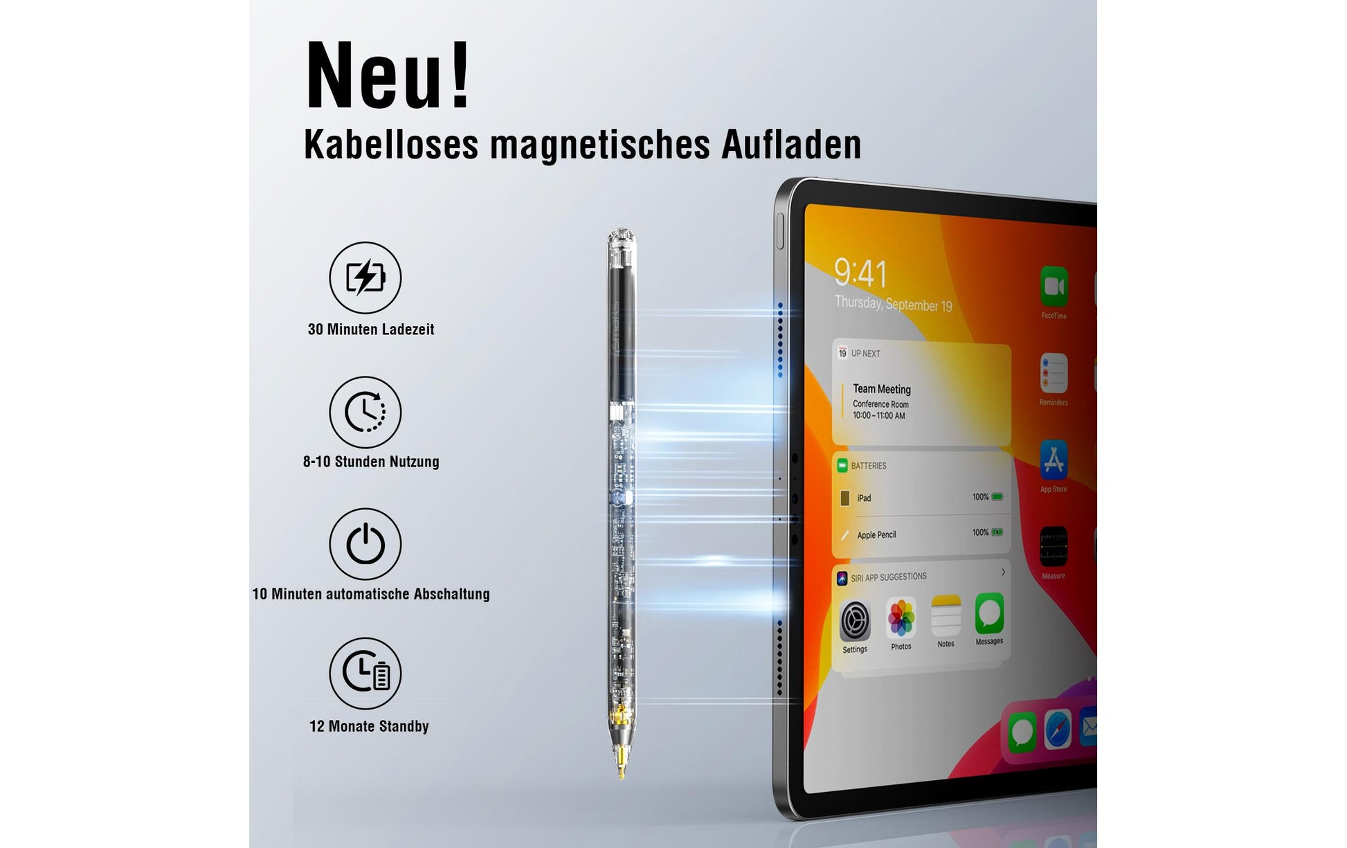 4smarts Eingabestift für Apple iPad Pro 11"/12,9" (1.–6. Gen.), Air 4.–5., mini 6. Gen. – Magnetisch