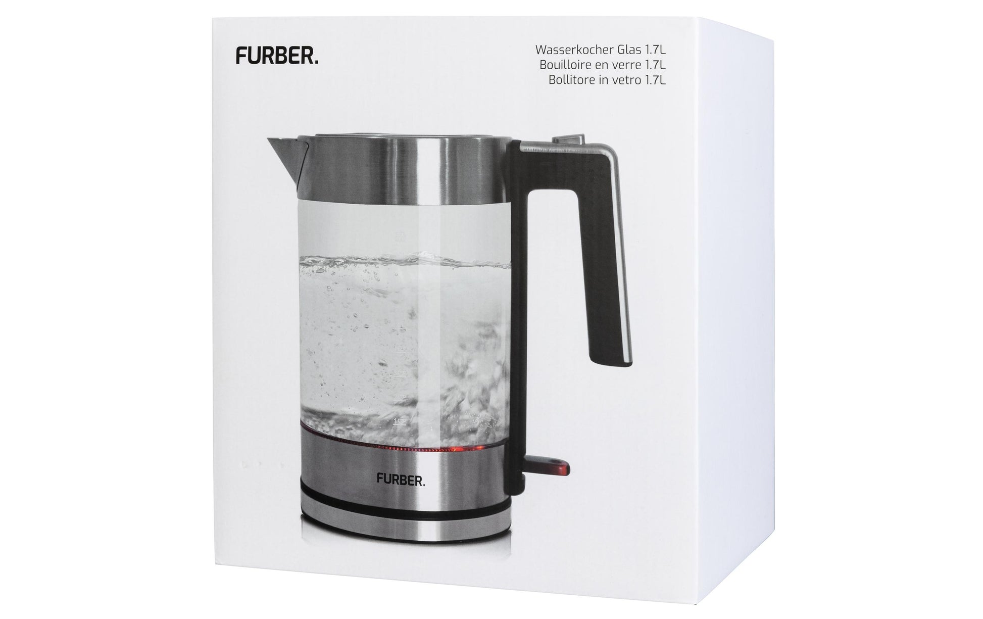Furber. Furber Vetro Wasserkocher – 1,7 l, Glas/Edelstahl, F01828