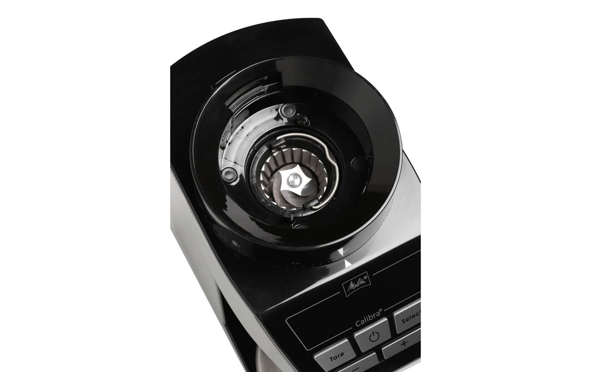 Melitta Kaffeemühle Calibra – Kegelmahlwerk, 39 Stufen, 375 g, 160 W, LCD-Display, Schwarz