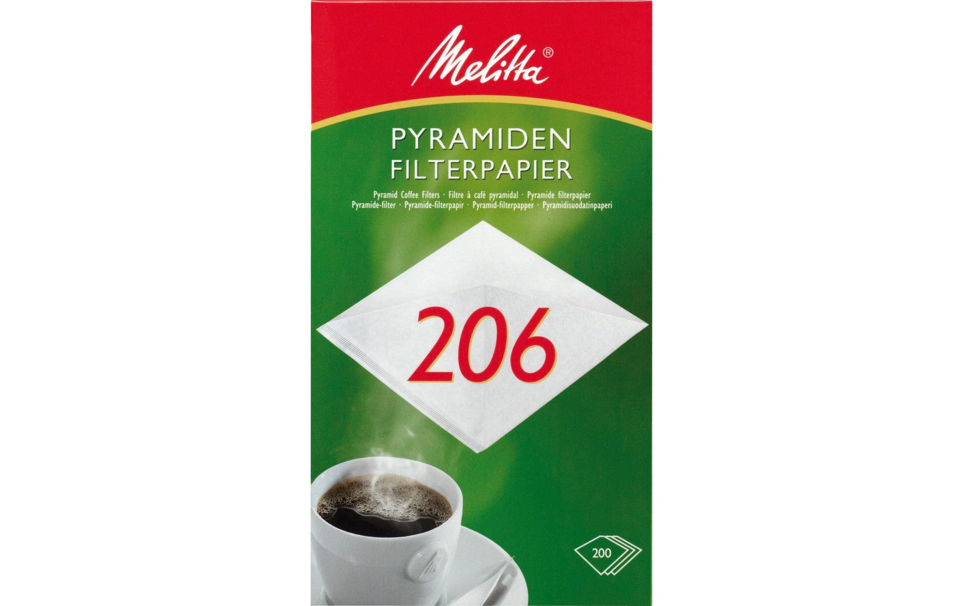 Melitta Kaffeefilter Pyramide 206 – für 608, 620, 200 Stk., Weiss