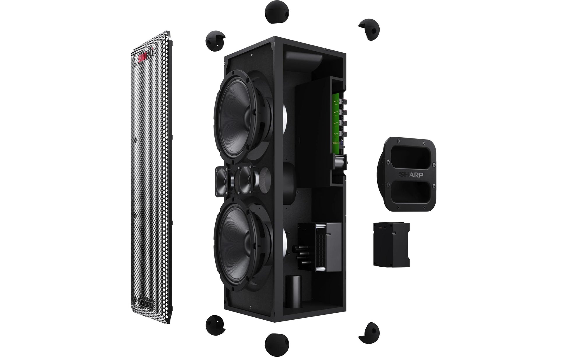 Sharp CP-LS100 – Party-Lautsprecher – 120 W, 10 h Akku, LED, Bluetooth 5.0, spritzwassergeschützt, Schwarz