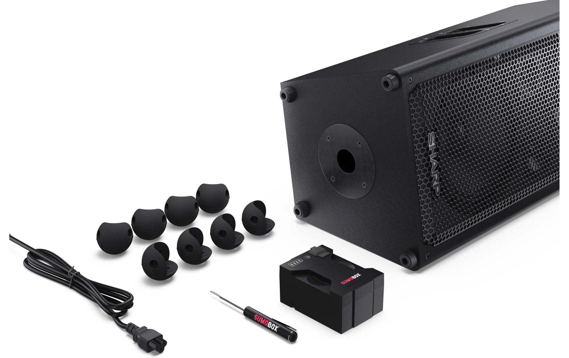Sharp CP-LS100 – Party-Lautsprecher – 120 W, 10 h Akku, LED, Bluetooth 5.0, spritzwassergeschützt, Schwarz