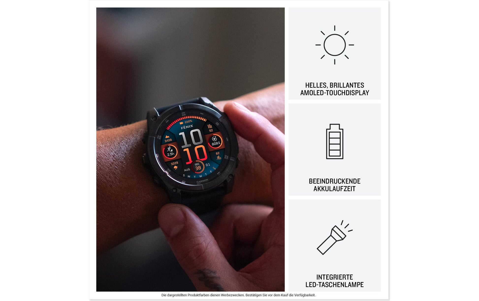 Garmin Fenix 8 – GPS-Smartwatch – 47 mm, 1,4", GPS, WLAN, AMOLED, 100 m, Schwarz, Sportarmband