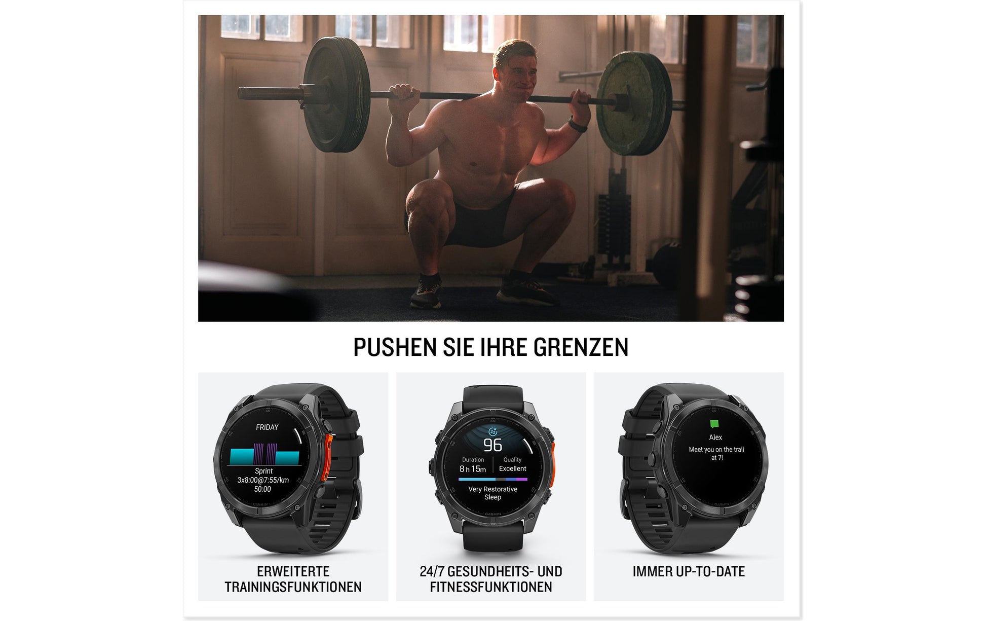 Garmin Fenix 8 – GPS-Smartwatch – 47 mm, 1,4", GPS, WLAN, AMOLED, 100 m, Schwarz, Sportarmband
