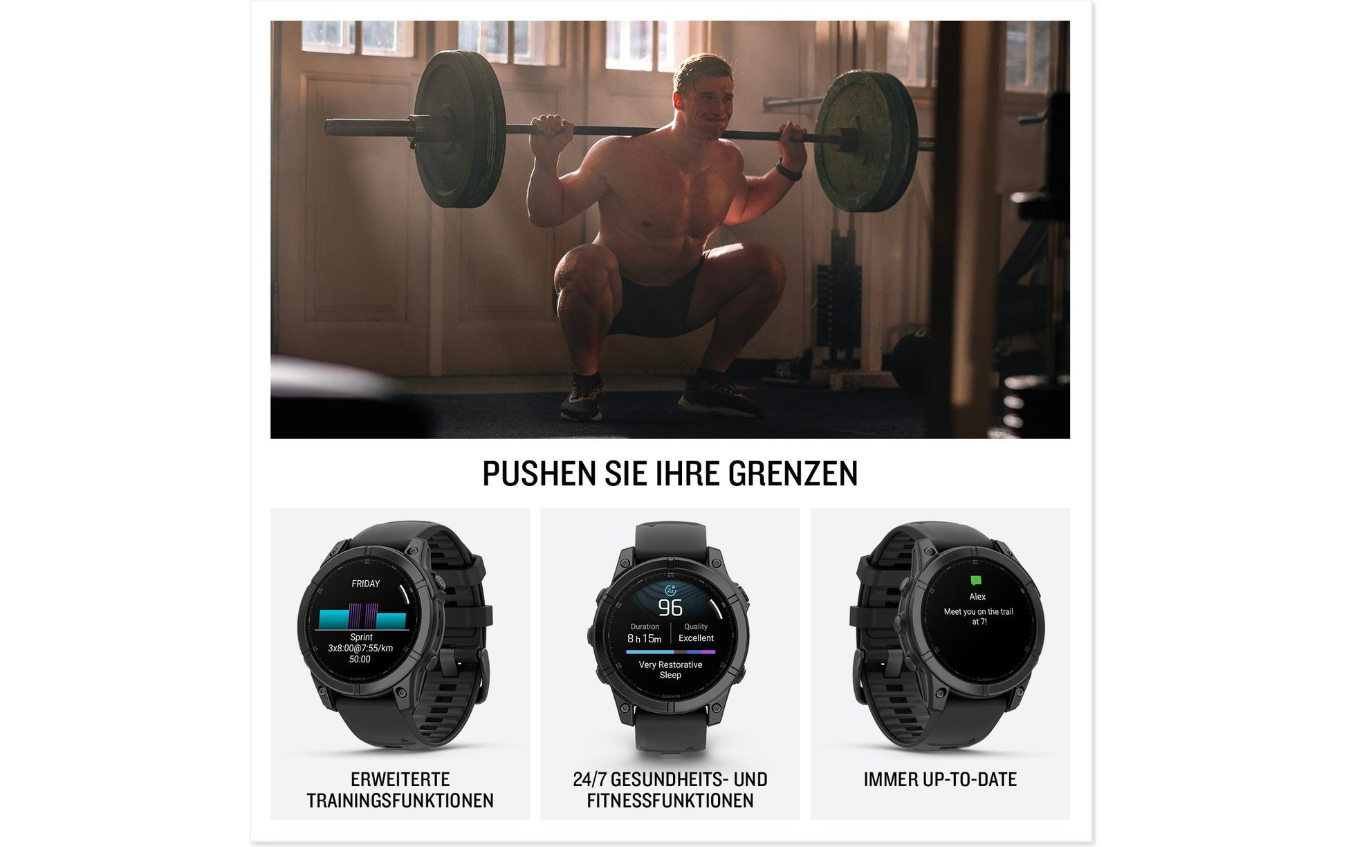 Garmin Fenix E – GPS-Smartwatch – 47 mm, 1,3", GPS, WLAN, AMOLED, Gorilla Glass, 100 m, Schwarz, Silikonarmband