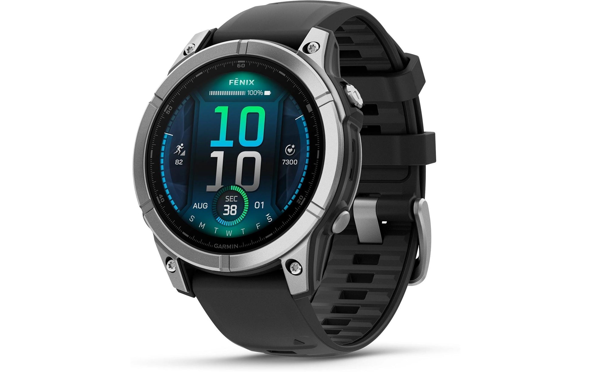 Garmin Fenix E – GPS-Smartwatch – 47 mm, 1,3" AMOLED, WLAN, Bluetooth, Gorilla Glass, 100 m, Silber/Schwarz