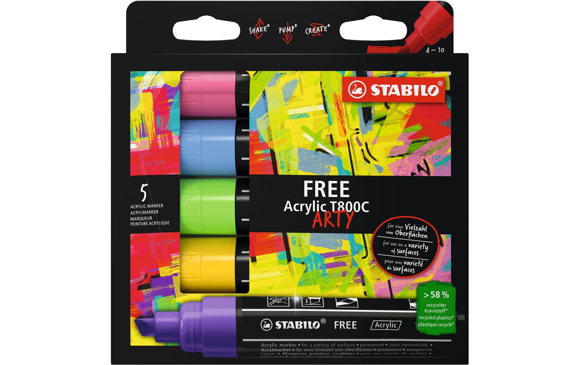 Stabilo Acrylmarker – mehrfarbig, 5er Set