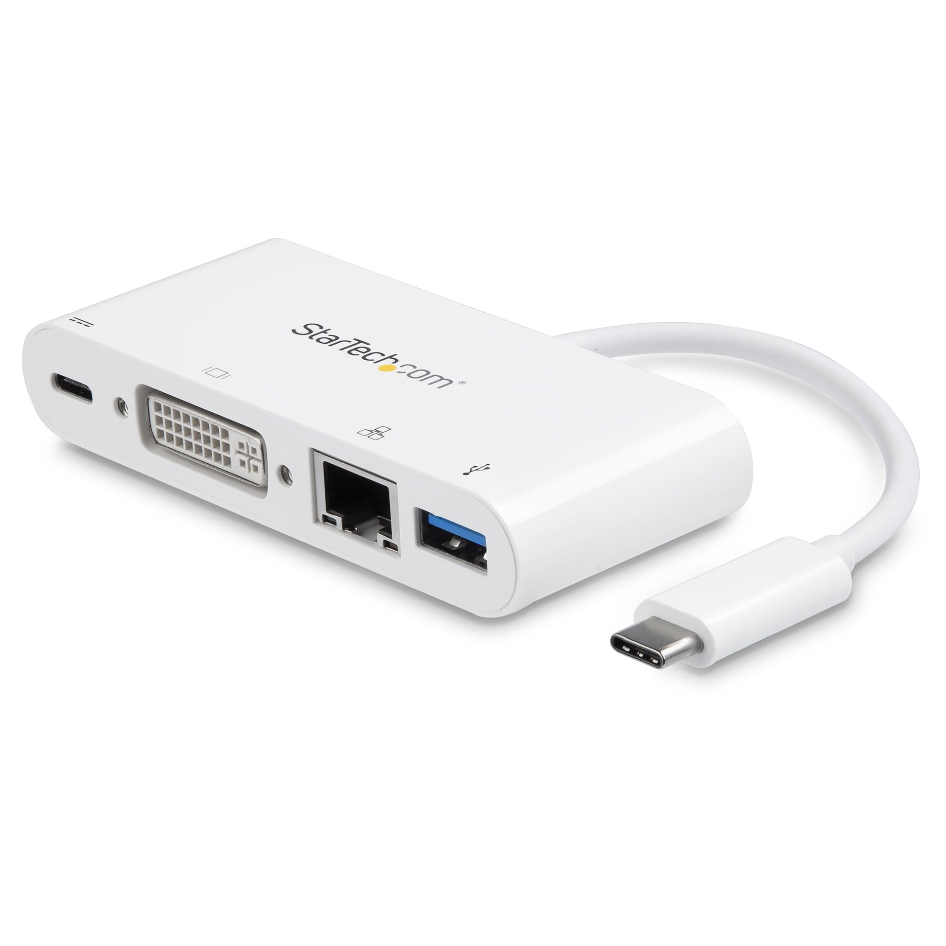 StarTech.com Multiport-Adapter – USB-C, 1× DVI, 1× USB-A, 1× USB-C, 60 W PD, GbE, für Windows/Mac/ChromeOS