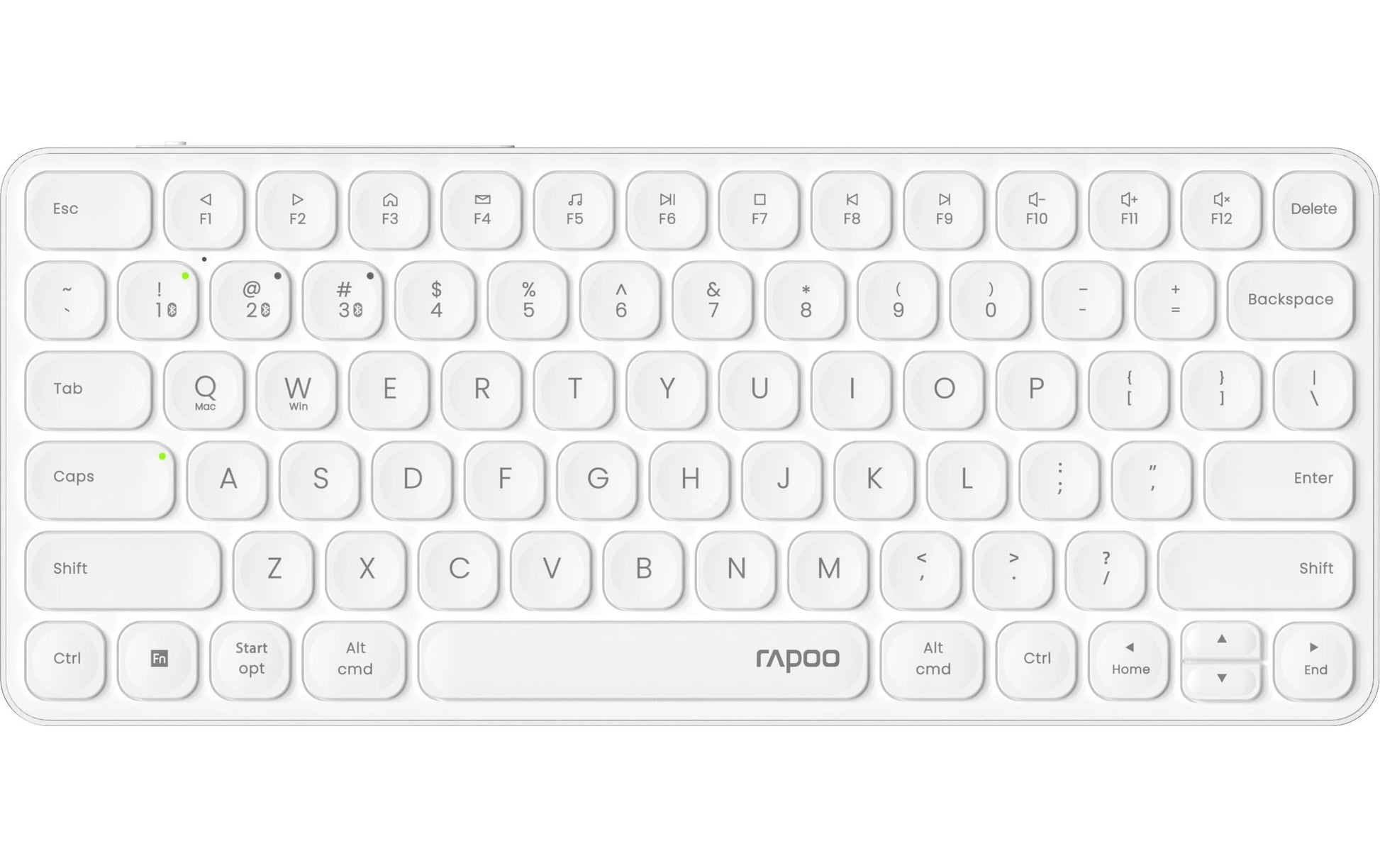 Rapoo E9610M – Tastatur, kabellos (Bluetooth/2,4 GHz), CH-Layout (DE-CH), aufladbar, weiss