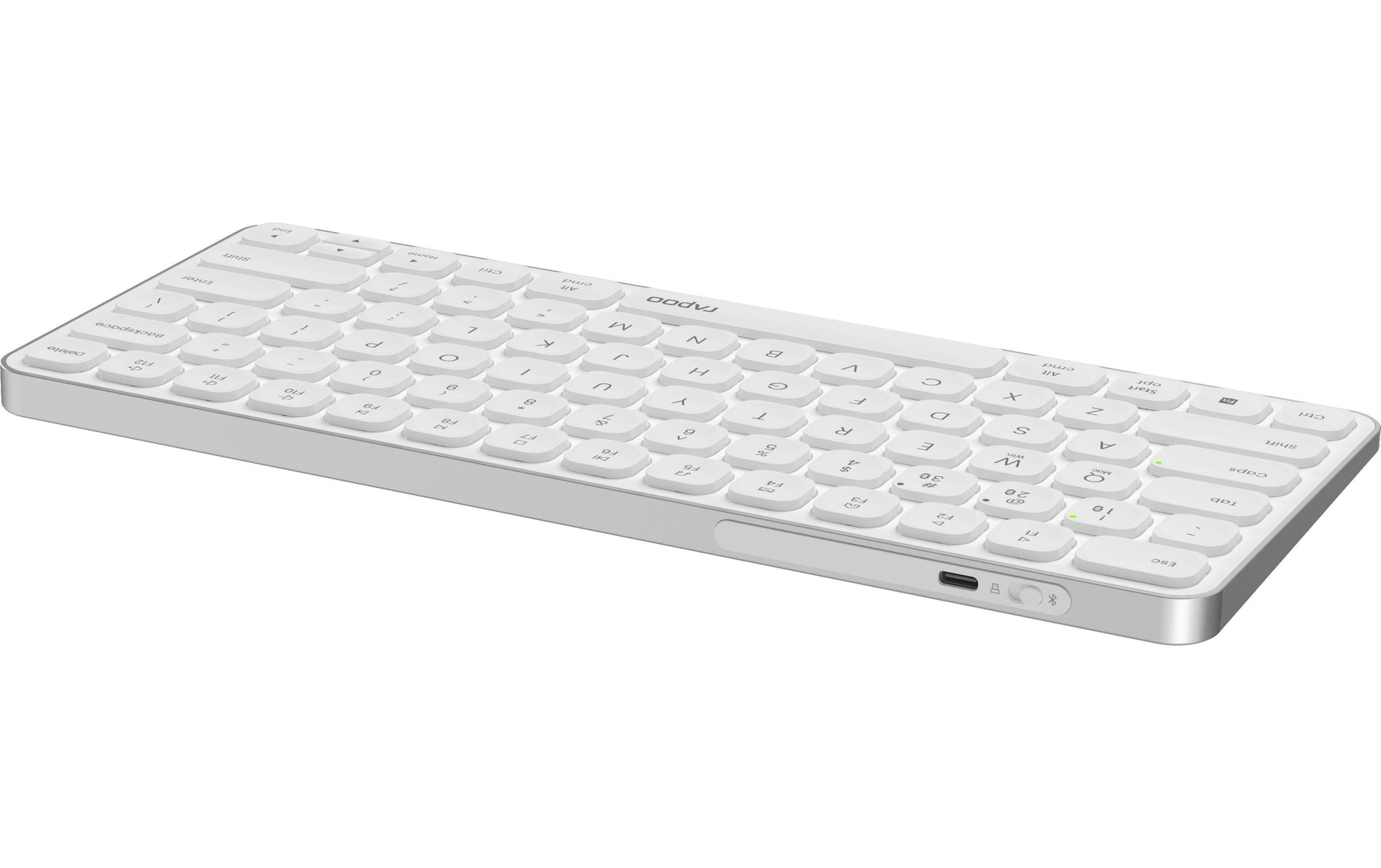 Rapoo E9610M – Tastatur, kabellos (Bluetooth/2,4 GHz), CH-Layout (DE-CH), aufladbar, weiss