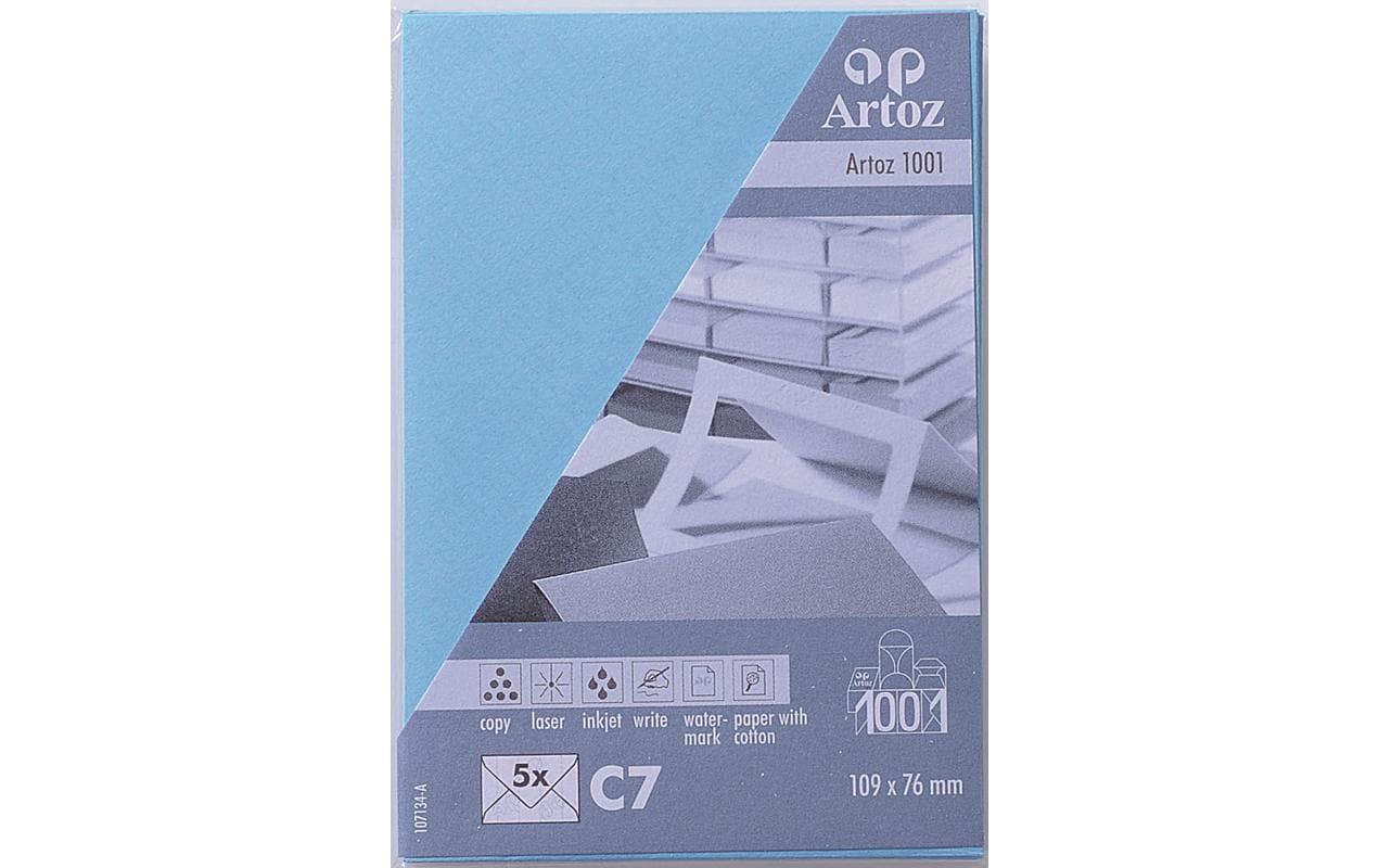 Artoz Couvert C7, ohne Fenster, selbstklebend, azur, 100 g/m² – 5 Stk.
