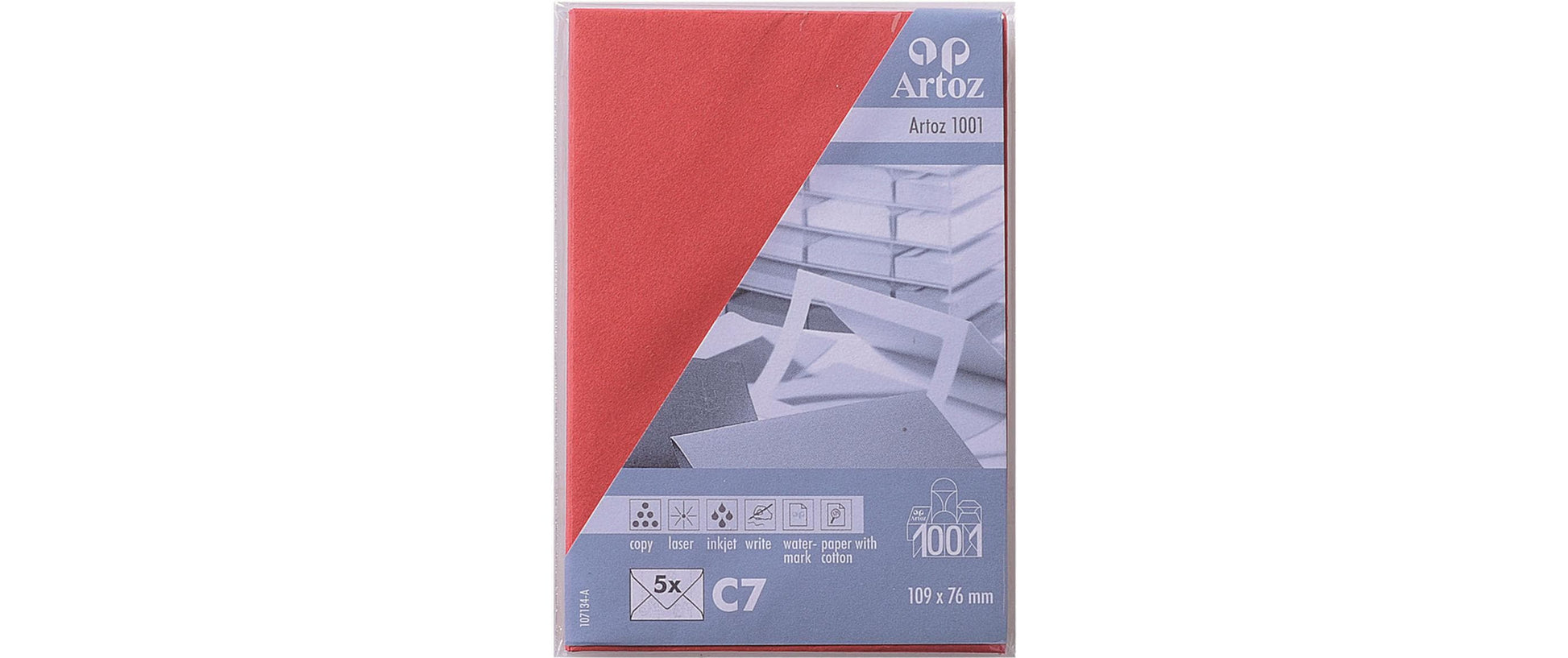 Artoz Couvert C7, ohne Fenster, selbstklebend, rot, 100 g/m² – 5 Stk.