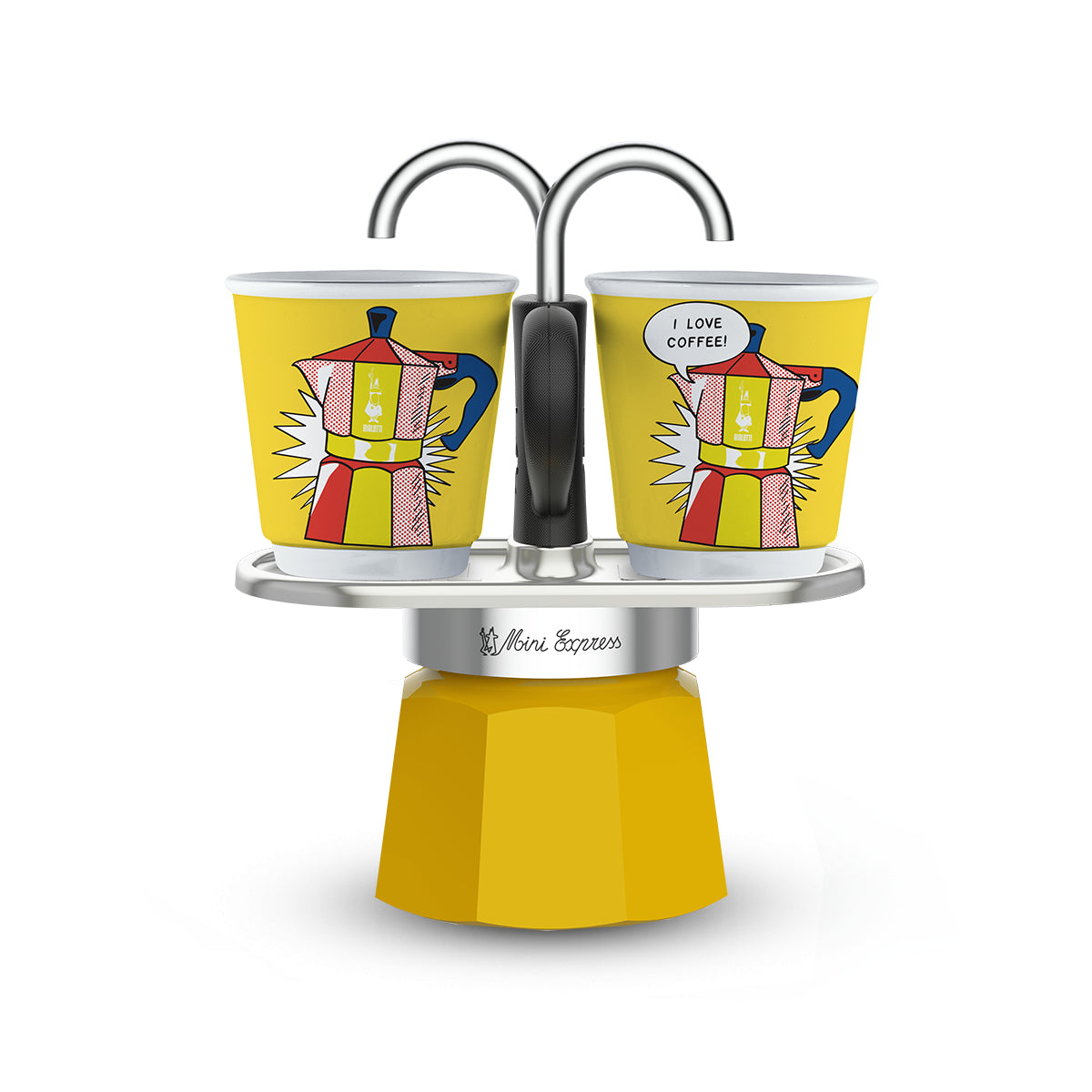 Bialetti Mini Express Liechtenstein Espressokanne – 2 Tassen, für Gas, Gelb