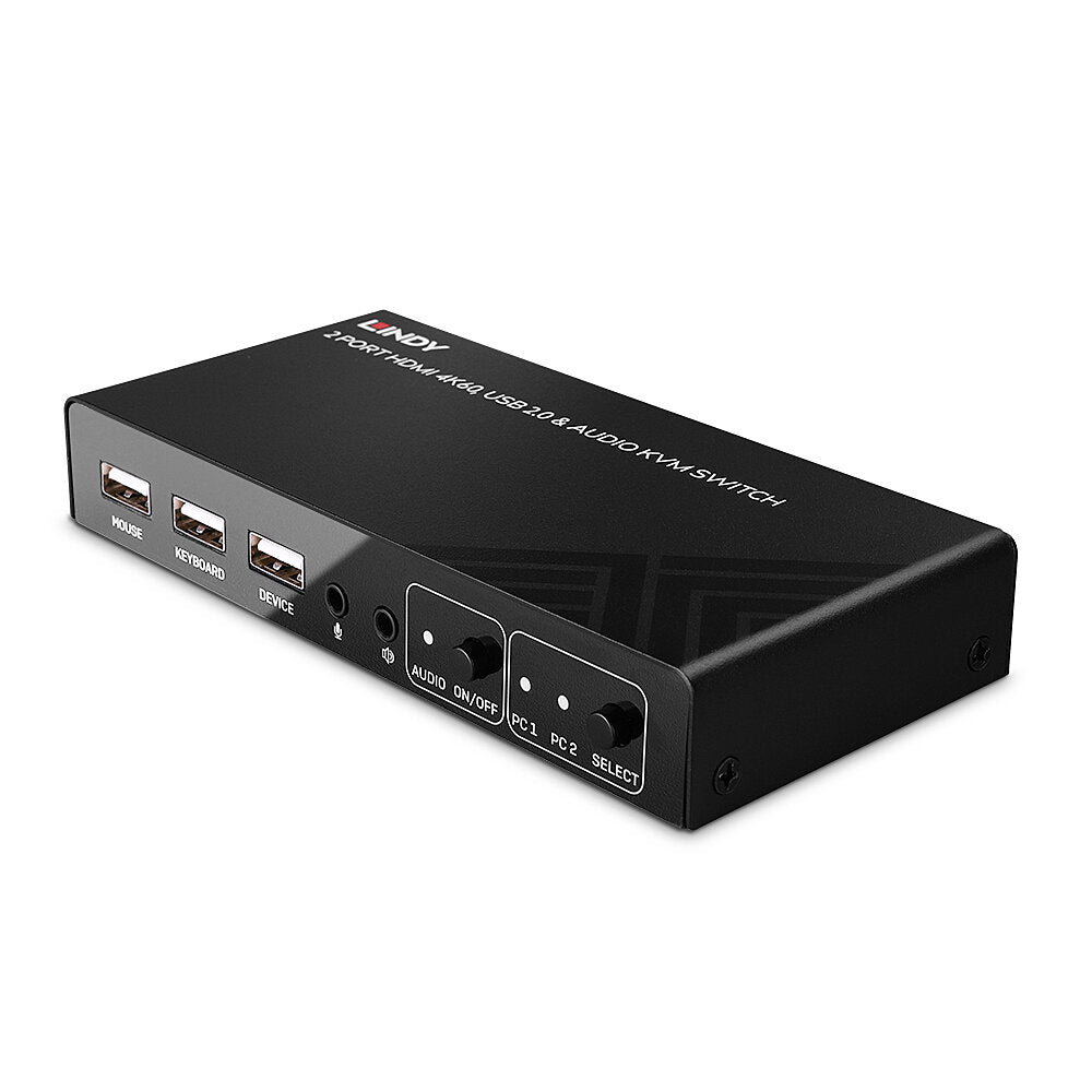 Lindy KVM-Switch 2×1, HDMI/USB 2.0/Audio, 4K60 (3840 × 2160)
