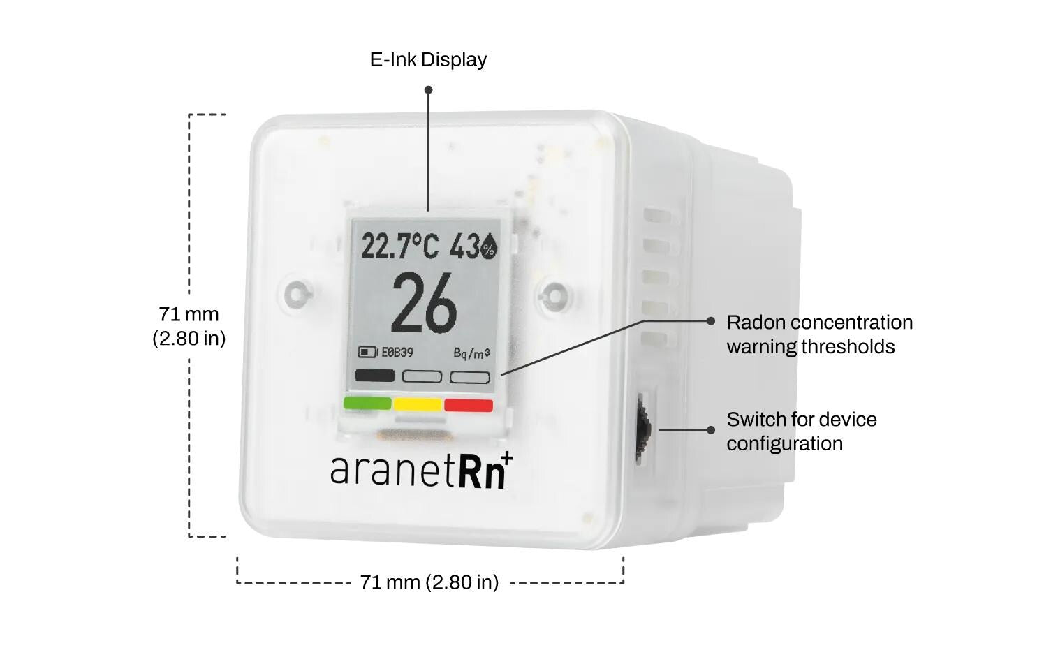 Aranet Radon PLUS HOME Luftqualitätssensor – Radon, Bluetooth