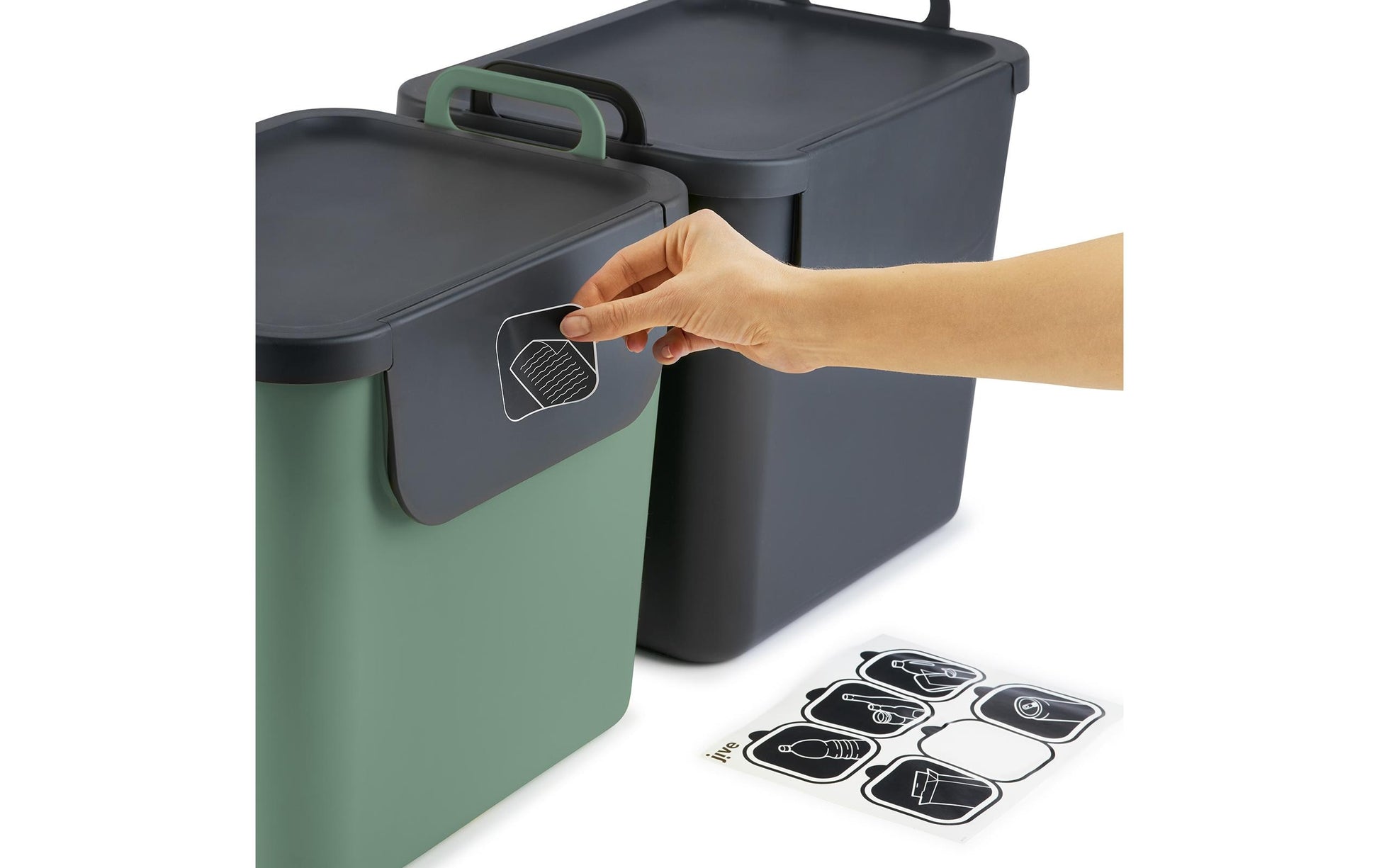 Rotho Systempapierkorb – 3×30 l + 6 l + 3,2 l – Kunststoff – 5-teilig, BPA-frei, aus recyceltem Material