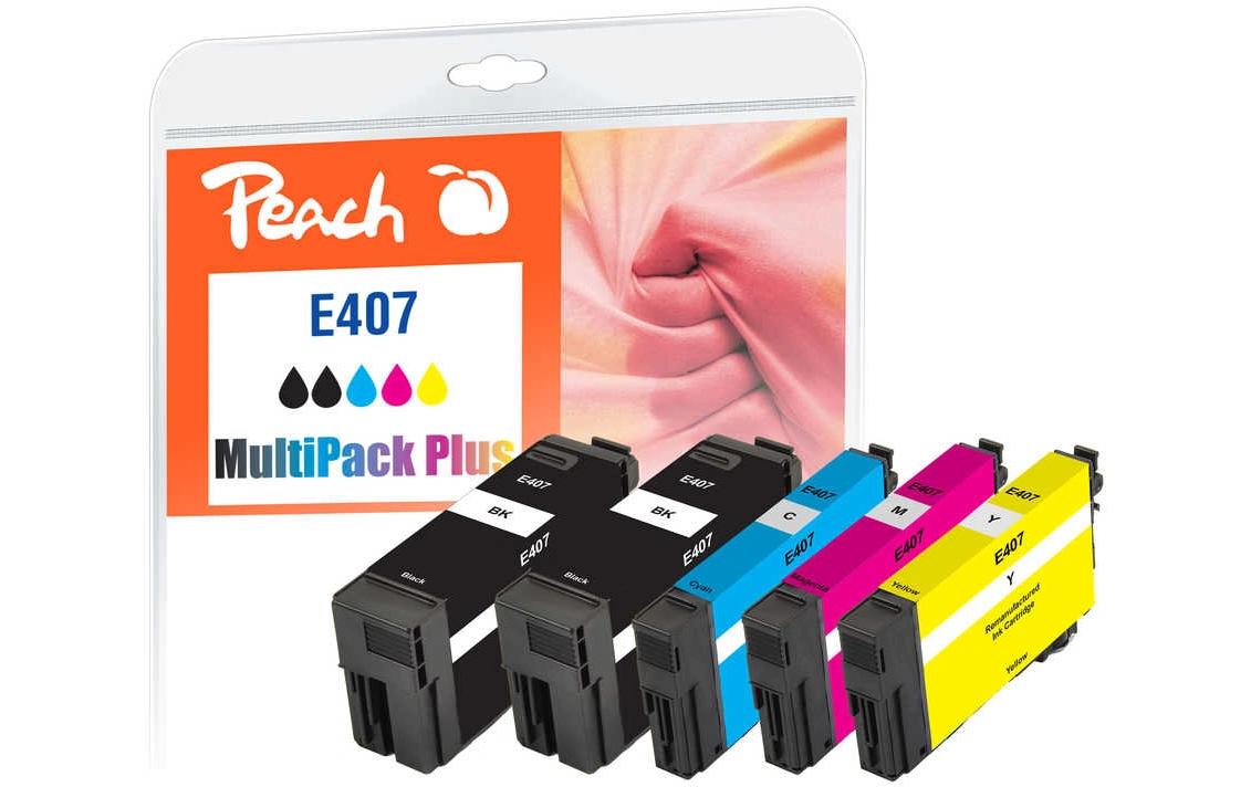 Peach Tintenpatronen-Multipack 407, 2×43 ml + 3×23 ml, kompatibel – für Epson WorkForce Pro WF-4745 DTWF