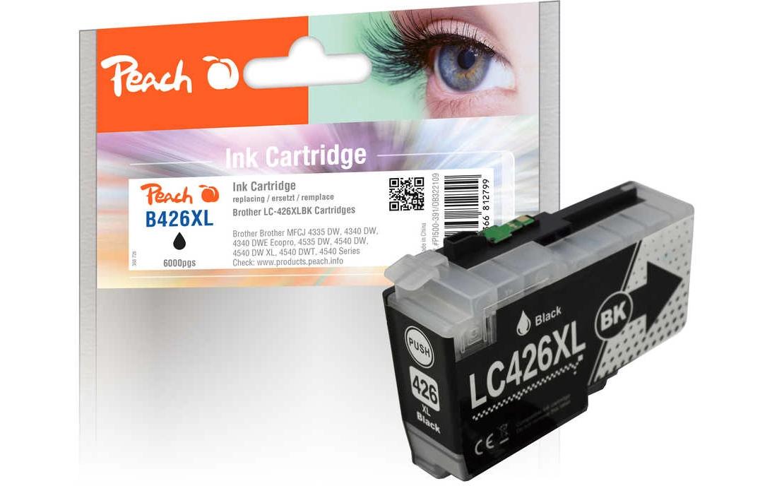 Peach LC-426XL Schwarz Tintenpatrone (Kompatibel) – 6'000 Seiten – für Brother MFCJ 4335 DW/4340 DW/4535 DW…