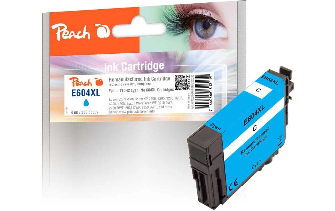 Peach 604XL Cyan Tintenpatrone (Kompatibel) – 350 Seiten – für Epson Expression Home XP-2200/XP-3200/XP-4200