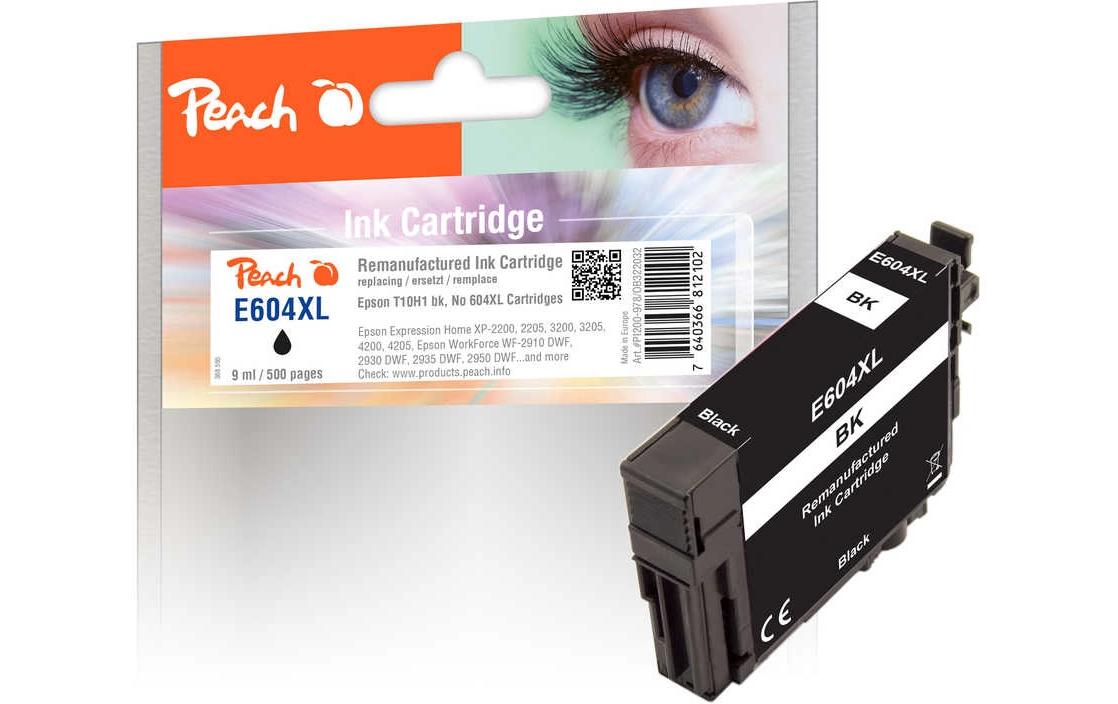 Peach 604XL Schwarz Tintenpatrone (Kompatibel) – 500 Seiten – für Epson Expression Home XP-2200/3200/4200